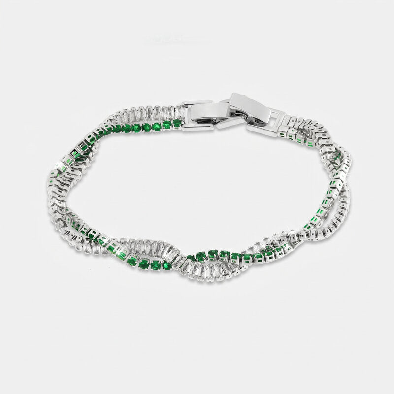 Bracciale in Metallo Intrecciato Cristalli Verdi BYS - gioiello BySimon