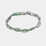 Bracciale in Metallo Intrecciato Cristalli Verdi BYS - gioiello BySimon