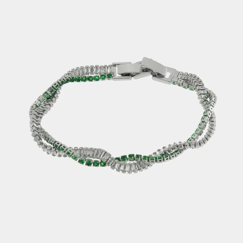 Bracciale in Metallo Intrecciato Cristalli Verdi BYS - gioiello BySimon