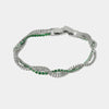 Bracciale in Metallo Intrecciato Cristalli Verdi