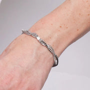 Bracciale in Metallo Intrecciato Cristalli Neri