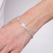 Bracciale in Metallo Fiori Cristalli Bianchi