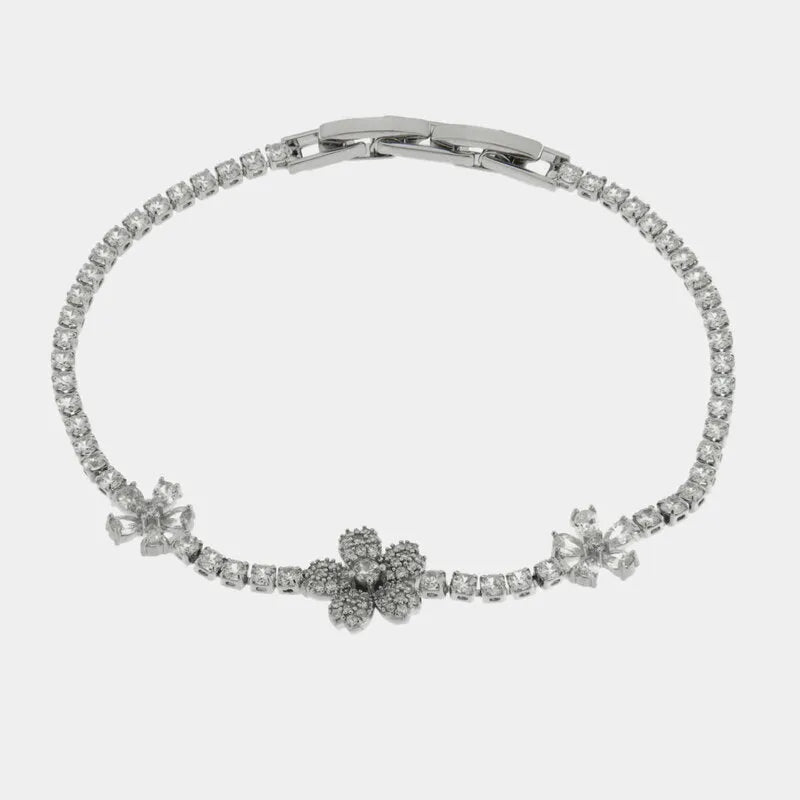Bracciale in Metallo Fiori Cristalli Bianchi BYS - gioiello BySimon