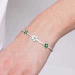 Bracciale in Metallo Fiori Cristalli Verdi BYS - gioiello BySimon