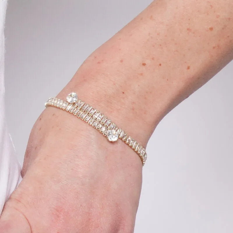 Bracciale in Metallo Cristalli Rettangolari Oro