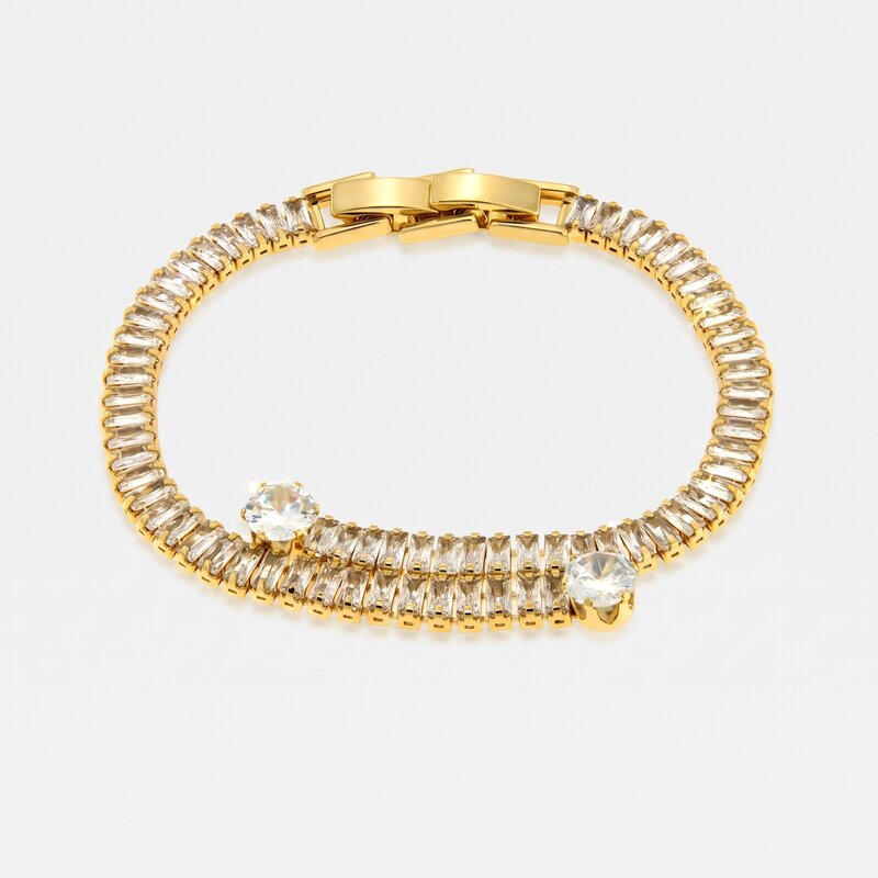 Bracciale in Metallo Cristalli Rettangolari Oro - BYSIMON gioielli