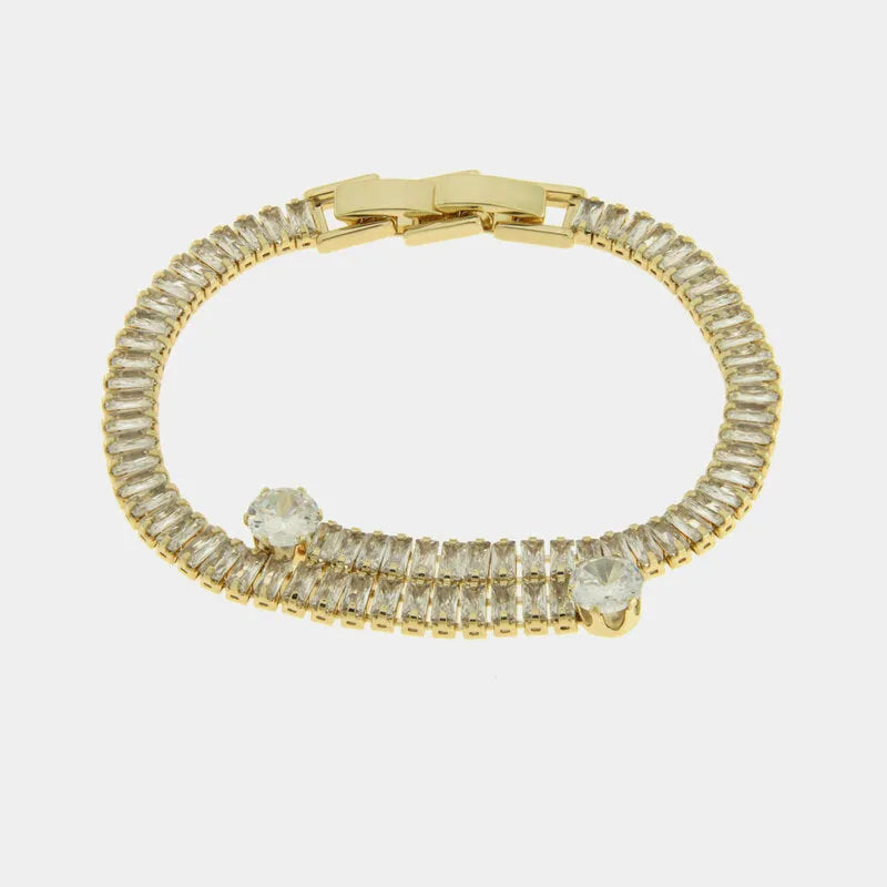 Bracciale in Metallo Cristalli Rettangolari Oro