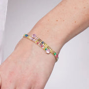 Bracciale in Metallo Cristalli Rettang. Colorati