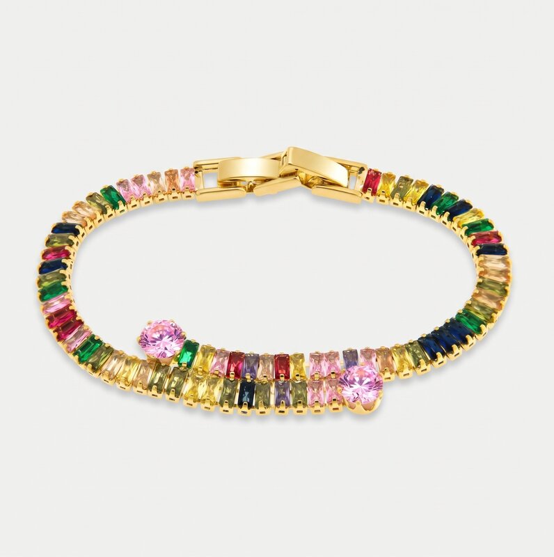 Bracciale in Metallo Cristalli Rettang. Colorati - BYSIMON gioielli