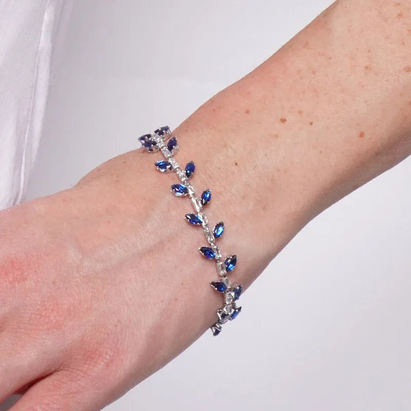 Bracciale in Metallo Cristalli Foglie Blu BYS - gioiello BySimon