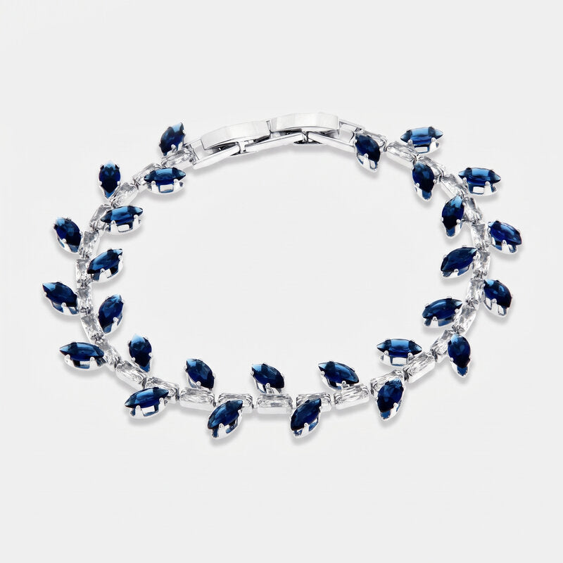 Bracciale in Metallo Cristalli Foglie Blu BYS - gioiello BySimon