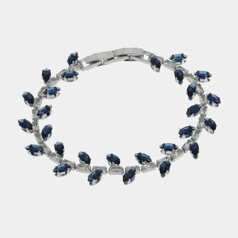 Bracciale in Metallo Cristalli Foglie Blu BYS - gioiello BySimon