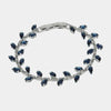Bracciale in Metallo Cristalli Foglie Blu