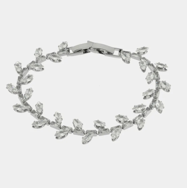 Bracciale in Metallo Cristalli Foglie Bianche BYS - gioiello BySimon