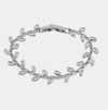 Bracciale in Metallo Cristalli Foglie Bianche