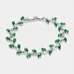 Bracciale in Metallo Cristalli Foglie Verdi BYS - gioiello BySimon