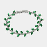 Bracciale in Metallo Cristalli Foglie Verdi BYS - gioiello BySimon