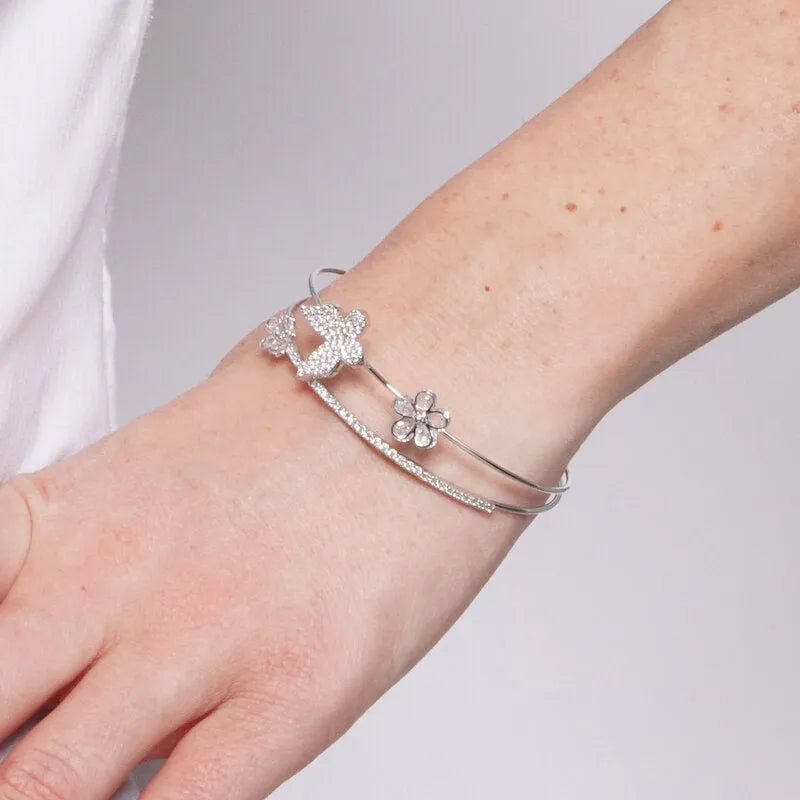 Bracciale in Metallo Rigido Farfalla Fiori BYS - gioiello BySimon