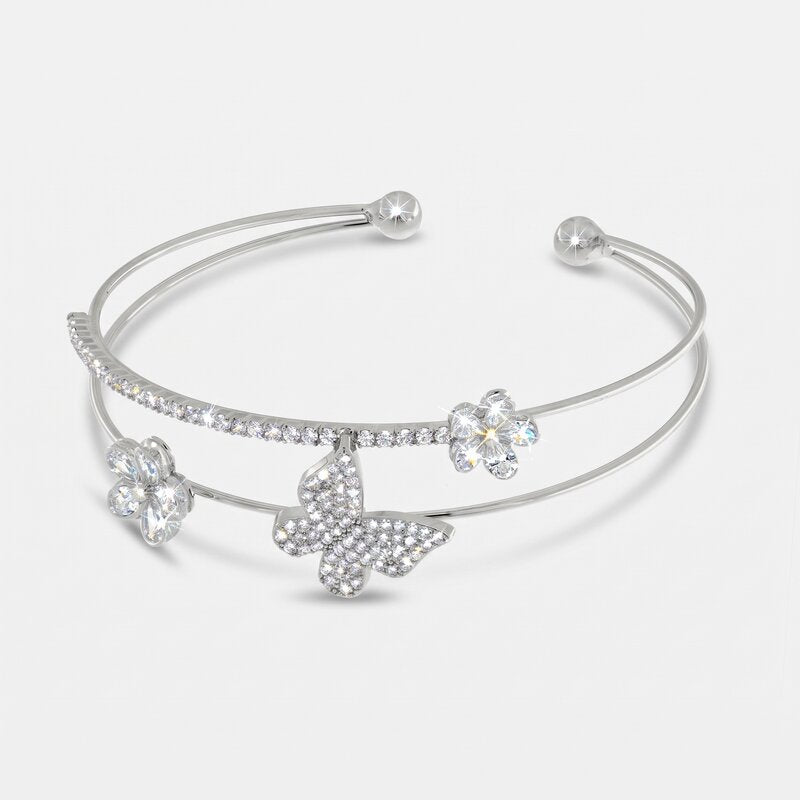 Bracciale in Metallo Rigido Farfalla Fiori BYS - gioiello BySimon