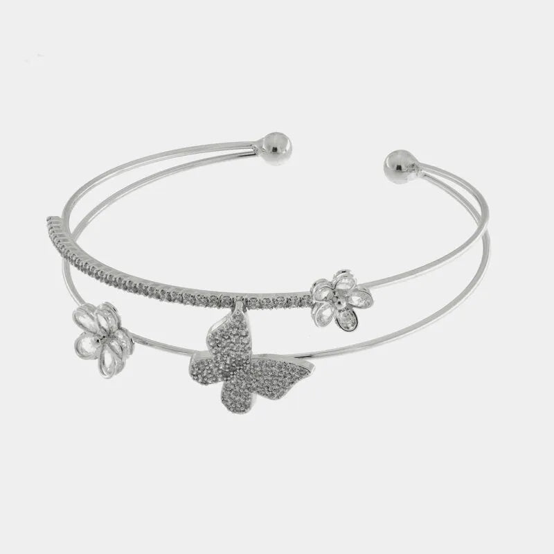 Bracciale in Metallo Rigido Farfalla Fiori BYS - gioiello BySimon