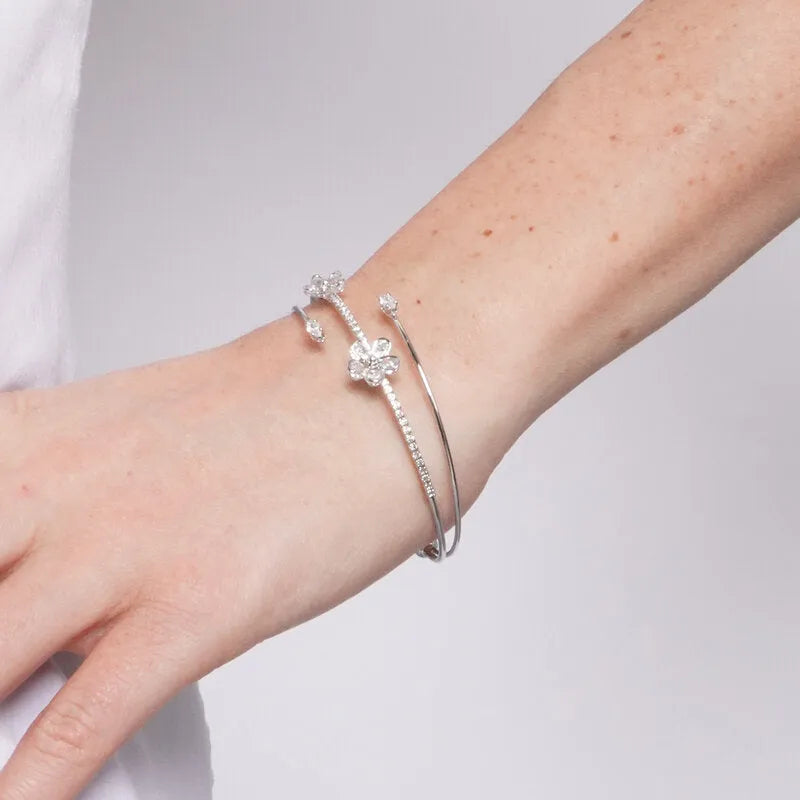 Bracciale in Metallo Rigido Fiori Piccoli BYS - gioiello BySimon
