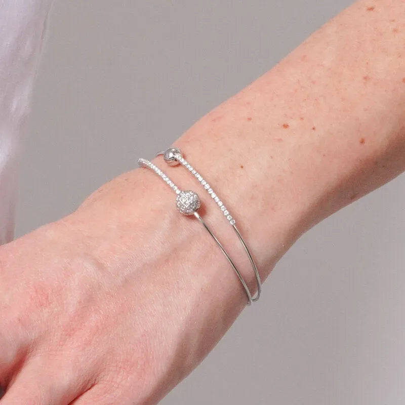 Bracciale in Metallo Rigido Sfera Cristalli BYS - gioiello BySimon