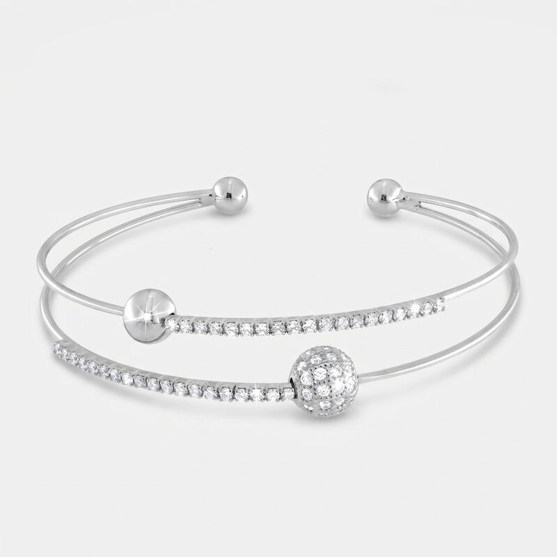 Bracciale in Metallo Rigido Sfera Cristalli BYS - gioiello BySimon
