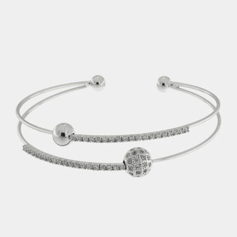 Bracciale in Metallo Rigido Sfera Cristalli BYS - gioiello BySimon