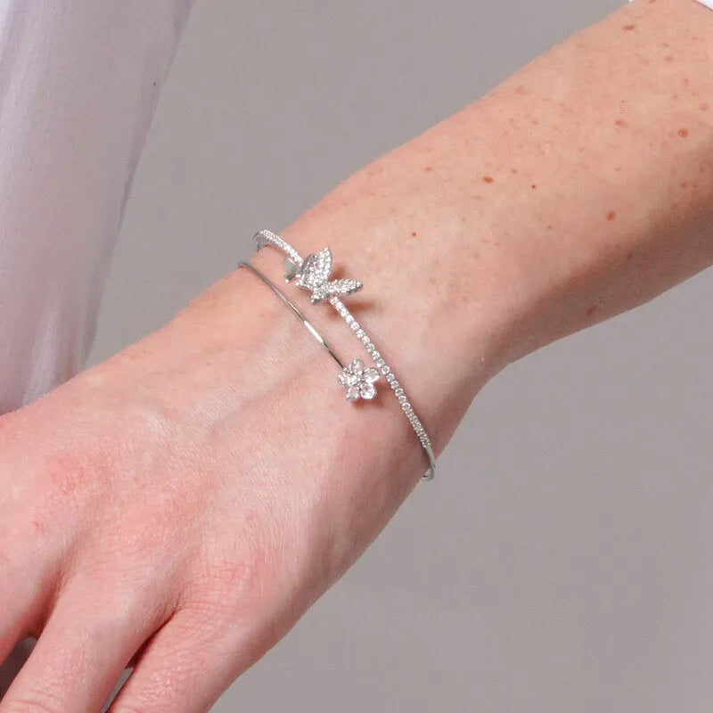 Bracciale in Metallo Rigido Farfalla Fiore BYS - gioiello BySimon