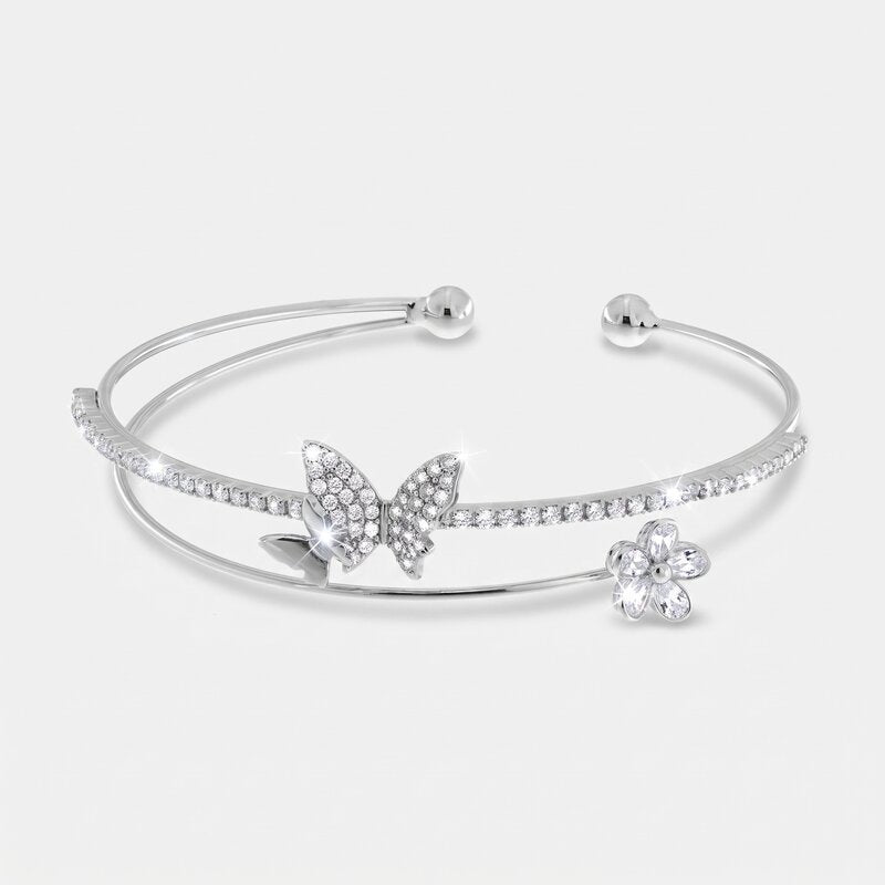 Bracciale in Metallo Rigido Farfalla Fiore BYS - gioiello BySimon