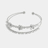 Bracciale in Metallo Rigido Fiori Cristalli