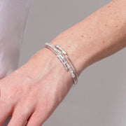 Bracciale in Metallo Rigido Intrecciato Cristalli
