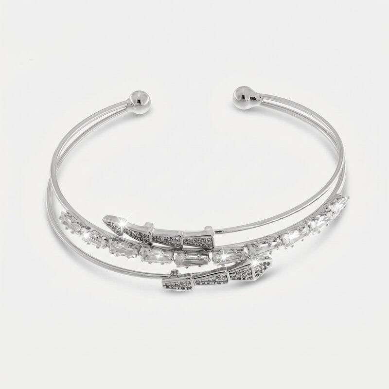 Bracciale in Metallo Rigido Intrecciato Cristalli - BYSIMON gioielli