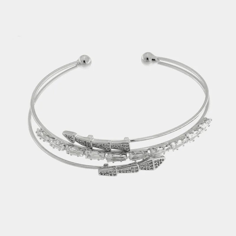 Bracciale in Metallo Rigido Intrecciato Cristalli