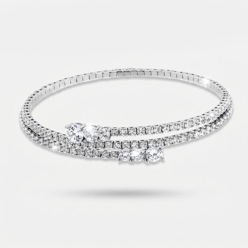 Bracciale in Metallo Multigiro Fiore Cristalli - BYSIMON gioielli