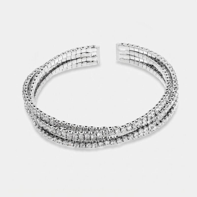 Bracciale in Metallo Multigiro Strass Triplo BYS - gioiello BySimon