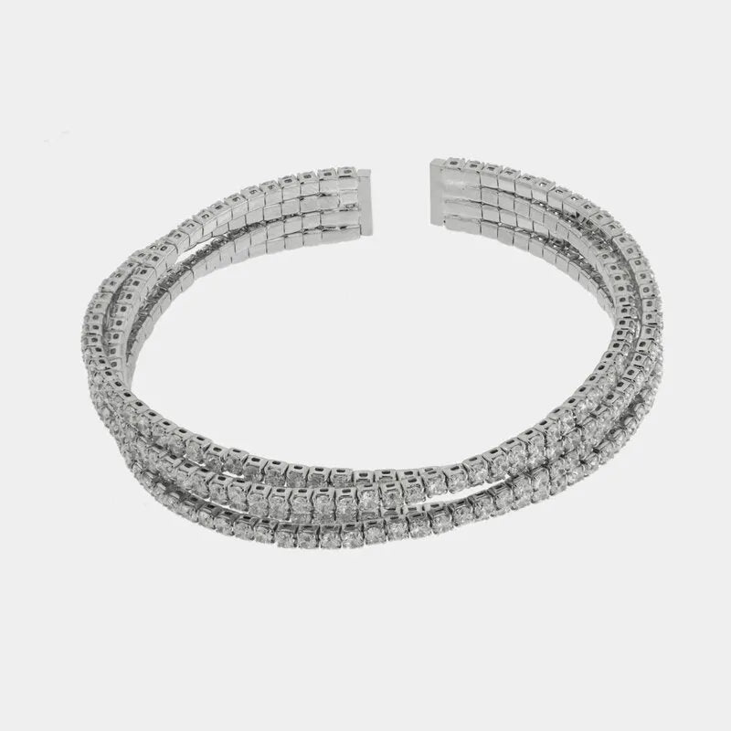 Bracciale in Metallo Multigiro Strass Triplo BYS - gioiello BySimon