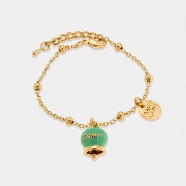 Bracciale in Metallo con campanella portafortuna verde menta - BYSIMON gioielli