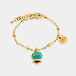 Bracciale in Metallo con campanella portafortuna turchese - BYSIMON gioielli