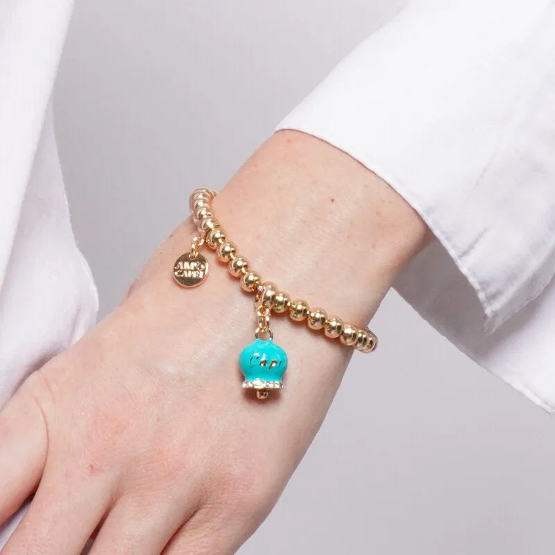 Bracciale in Metallo con campanella portafortuna blu turchese e cristalli CAPRI - gioiello BySimon