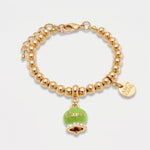 Bracciale in Metallo con campanella portafortuna verde greenery - BYSIMON gioielli