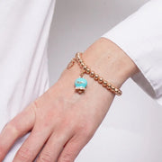 Bracciale in Metallo con campanella portafortuna turchese e cristalli
