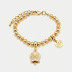 Bracciale in Metallo con campanella portafortuna crema e cristalli - BYSIMON gioielli