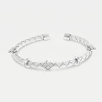 Bracciale in Metallo semirigido in simil pelle intrecciata bianco - BYSIMON gioielli