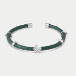 Bracciale in Metallo semirigido in simil pelle intrecciata verde petrolio - BYSIMON gioielli