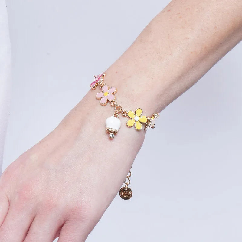 Pennichella - Bracciale in Metallo fiori e campanella portafortuna Capri