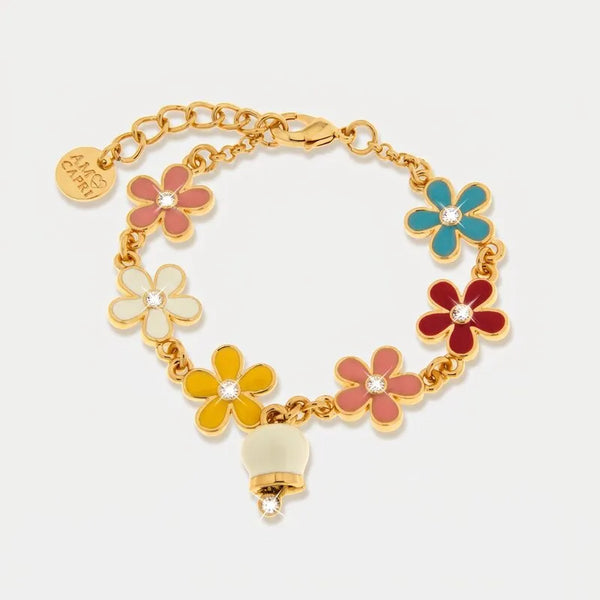 Bracciale in Metallo fiori e campanella portafortuna Capri
