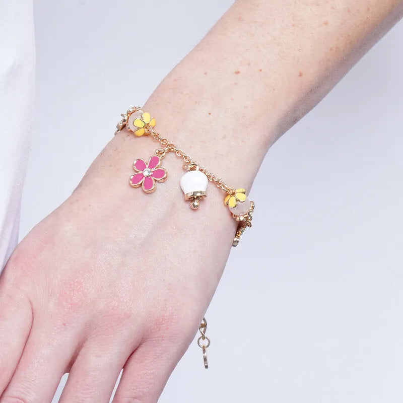 Aggraziata - Bracciale in Metallo pietre fiori e campanella Capri