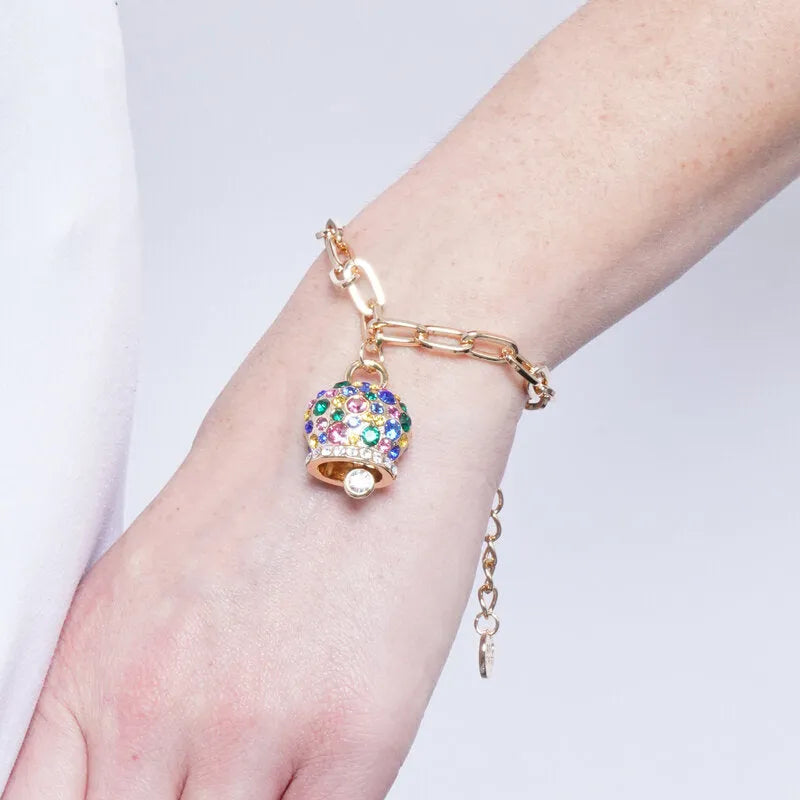 Romanzetta - Bracciale in Metallo campanella Capri cristalli multicolore