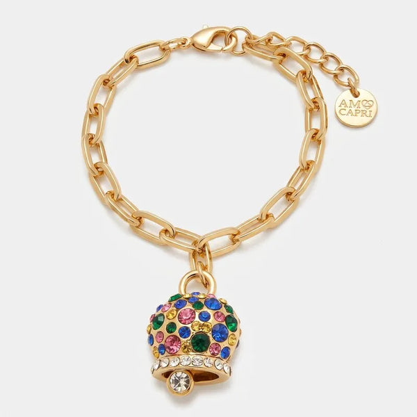 Bracciale in Metallo campanella Capri cristalli multicolore
